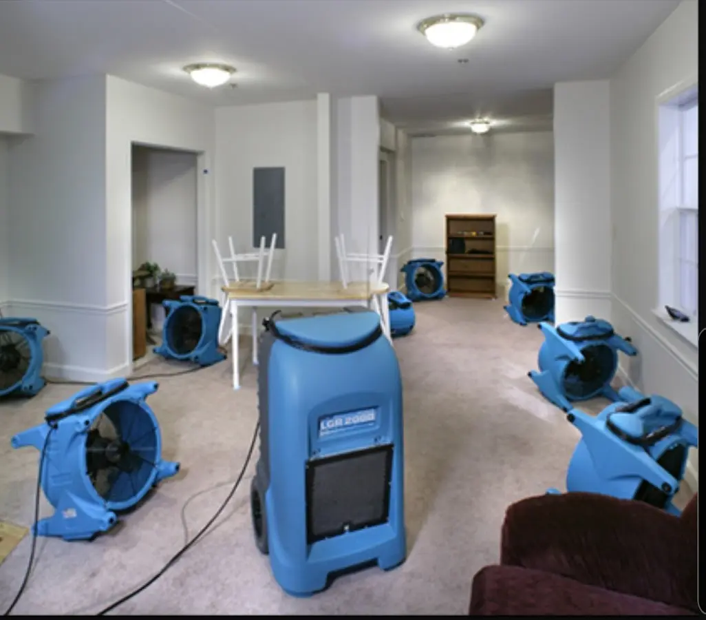 Air movers and dehumidifier setup for Water Extraction & Removal in Peoria Heights