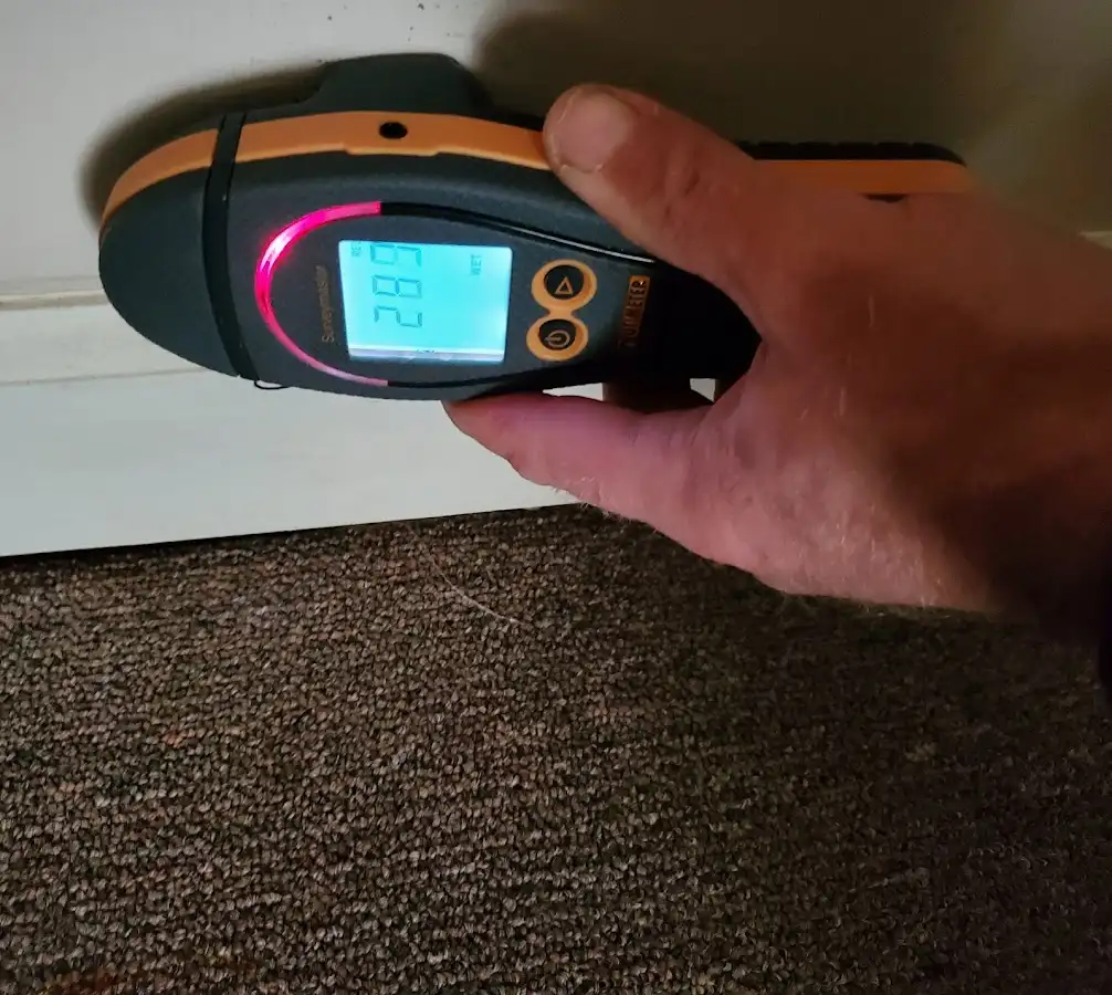 Moisture detection at baseboard during Sewage Cleanup & Sanitation in Peoria Heights